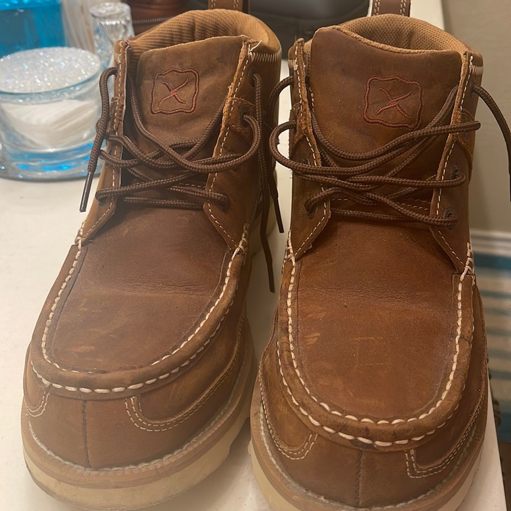 Twittered X steel toe boots